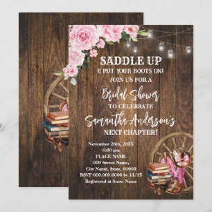 Western Boots Saddle Up Next Chapter Bridal Shower Invitation