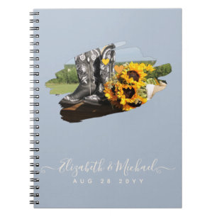 Western Boots Sunflowers Rustic Wedding Notebook