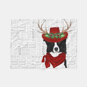 Western Border Collie Lover's Christmas Fleece Blanket