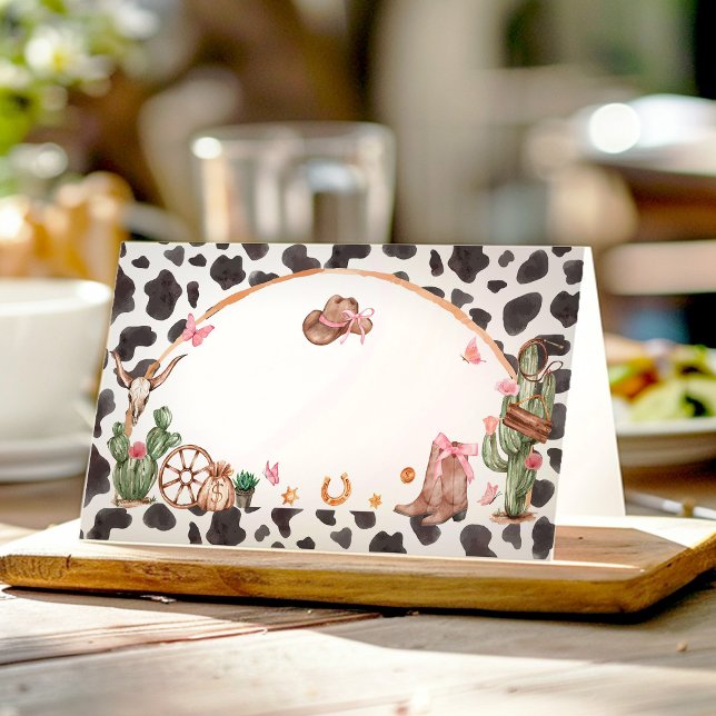 Western Bows Pink Cowgirl Food Tent Place Card (Creator Uploaded)