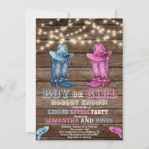 Western Boy or Girl Gender Reveal Baby Shower Invitation