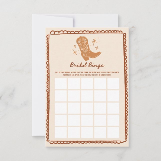 Western Bridal Bingo Game Card (Front)