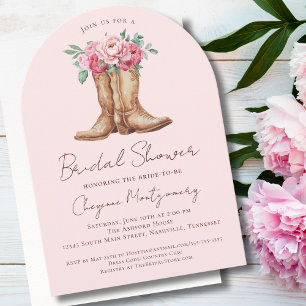 Western Bridal Shower Blush Pink Elegant Arch Invitation