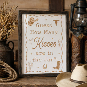 Western Bridal Shower Guess How Many Kisses Poster