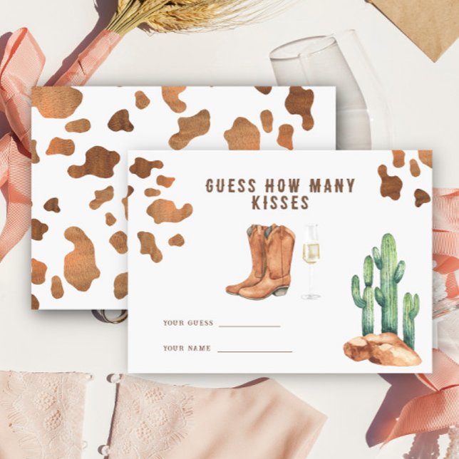 Western Bridal shower - how many kisses game Enclosure Card (Creator Uploaded)