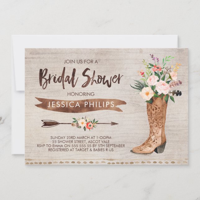Western Bridal Shower Invitation (Front)