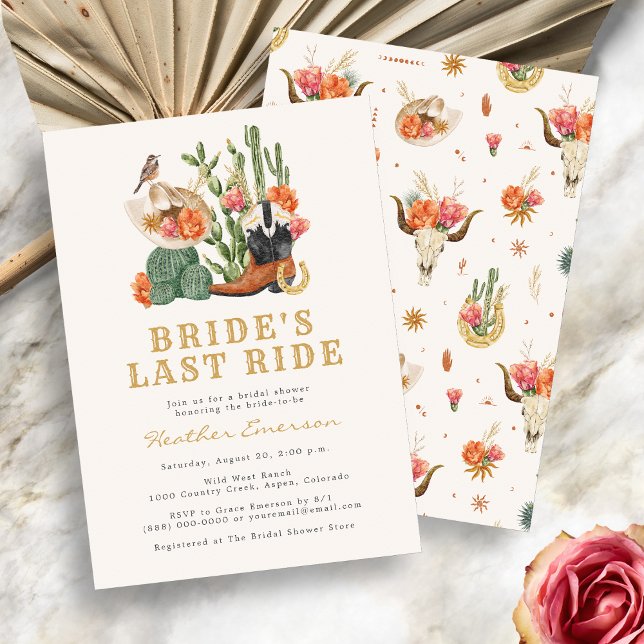 Western Bridal Shower Invitation (Bride's Last Ride - Western Bridal Shower Invitation by Painted Paperie)