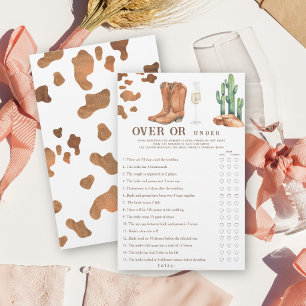 Western Bridal shower Over or under game