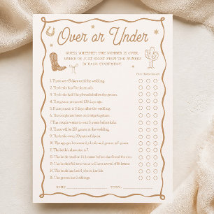 Western Bridal Shower Over or Under Game Card