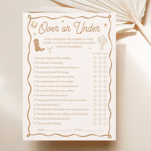 Western Bridal Shower Over or Under Game Card