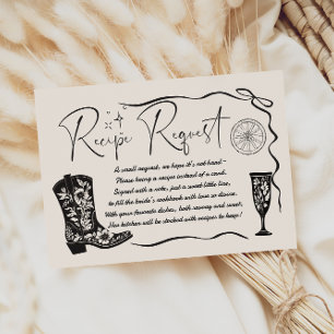 Western Bridal Shower Recipe Request Enclosure Card
