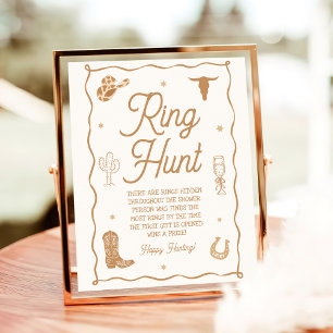 Western Bridal Shower Ring Hunt Game Poster