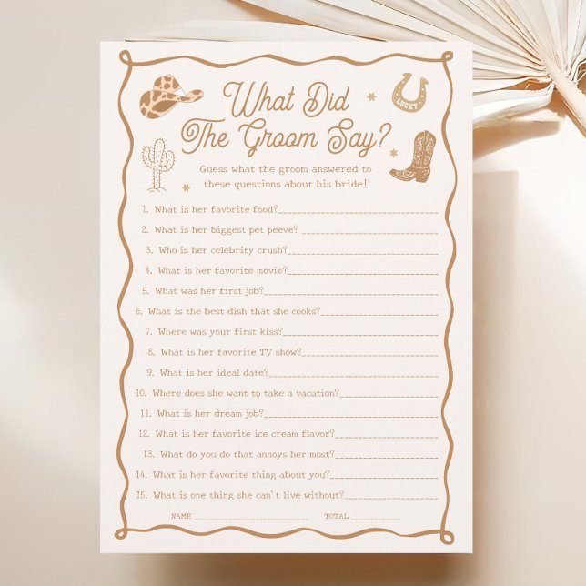 Western Bridal Shower What Did the Groom Say Game  Invitation (Creator Uploaded)