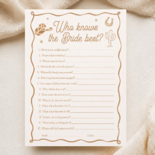 Western Bridal Shower Who Know the Bride Best Game Invitation