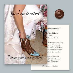 Western Bride with Cowgirl Boots Invitation