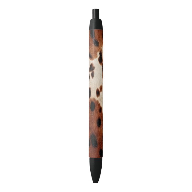 Western Brown Black Cowboy Cowhide Black Ink Pen (Front Vertical)