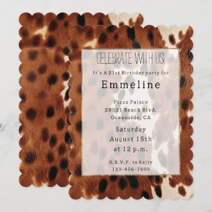 Western Brown Black Cowboy Cowhide Invitation
