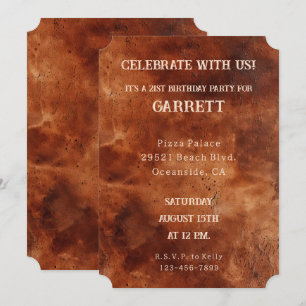 Western Brown Black Cowboy Cowhide Invitation