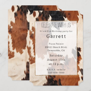 Western Brown Black Cowboy Cowhide Invitation