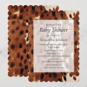 Western Brown Black Cowboy Cowhide Invitation