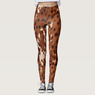 Western Brown Black Cowboy Cowhide Leggings