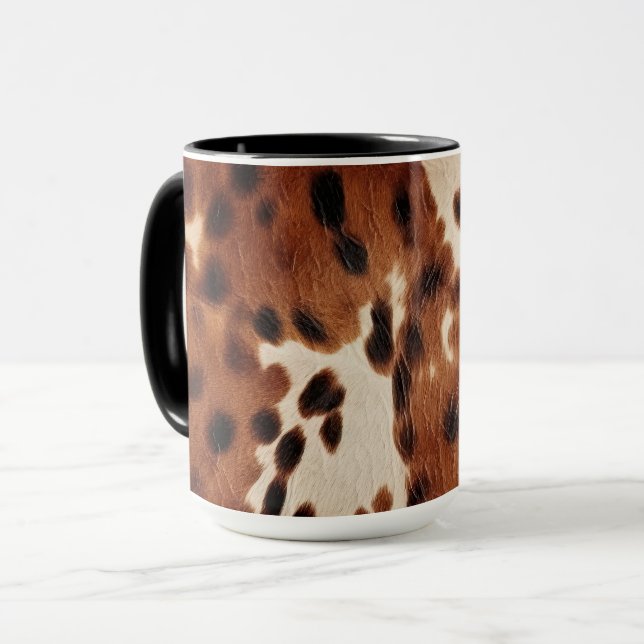 Western Brown Black Cowboy Cowhide Mug (Front Left)