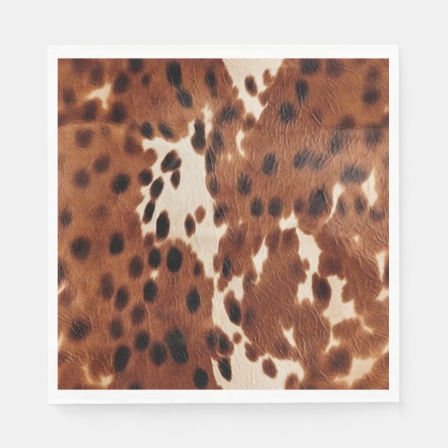 Western Brown Black Cowboy Cowhide Napkin (Front)