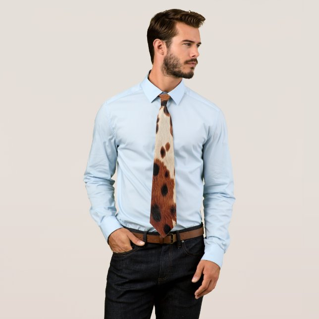 Western Brown Black Cowboy Cowhide Tie (In Situ)