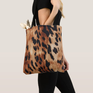 Western Brown Black Cowhide Animal Tote Bag