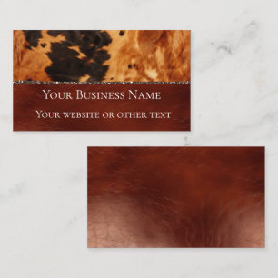 Western Brown Black Cowhide Business Card