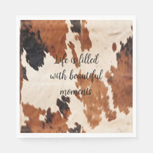 Western Brown Black Cowhide Napkin