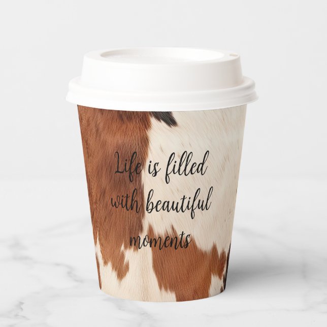 Western Brown Black Cowhide Paper Cups (Front)