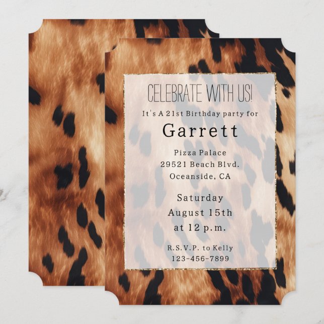 Western Brown Black Cream Cowhide  Invitation (Front/Back)
