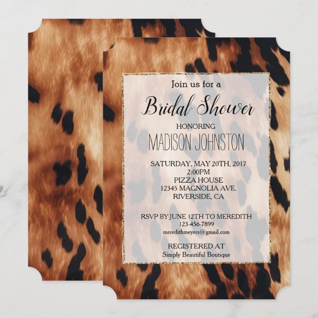 Western Brown Black Cream Cowhide  Invitation (Front/Back)