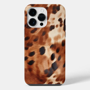 Western Brown Black Cream Cowhide iPhone 14 Pro Max Case