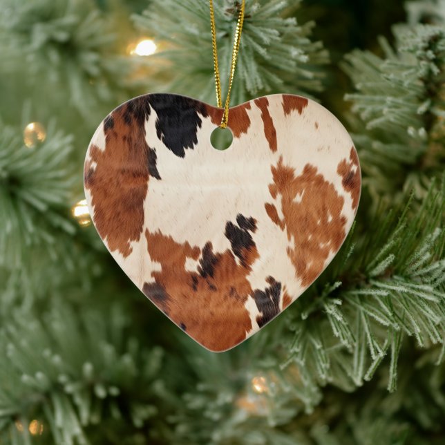 Western Brown Black White Cowhide Ceramic Tree Decoration (Tree)