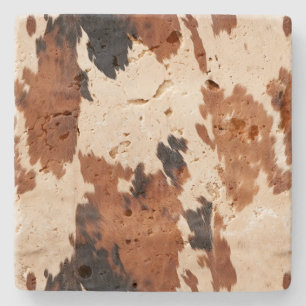 Western Brown Black White Cowhide Stone Coaster