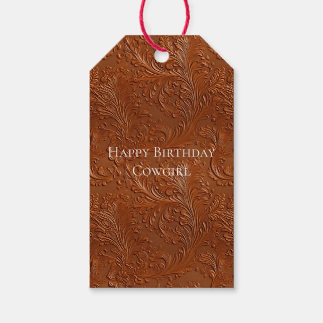 Western Brown Bohemian Art Gift Tags (Front)