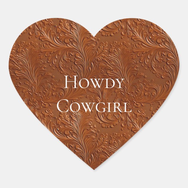 Western Brown Bohemian Art Heart Sticker (Front)