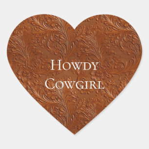 Western Brown Bohemian Art Heart Sticker