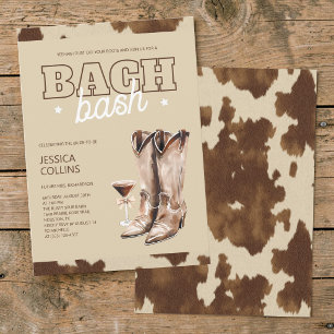 Western Brown Cowgirl Boots Bachelorette Party Invitation
