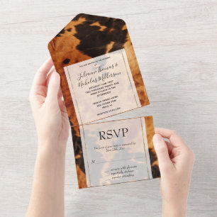 Western Brown Cowhide All In One Invitation