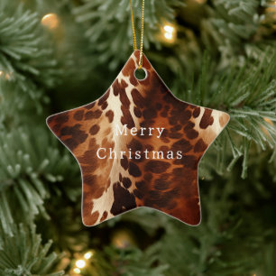 Western Brown Cowhide Ceramic Tree Decoration