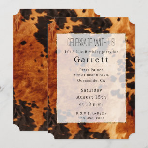 Western Brown Cowhide Cowboy Cowgirl Invitation