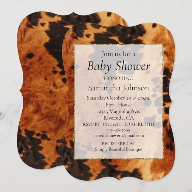 Western Brown Cowhide  Invitation (Front/Back)