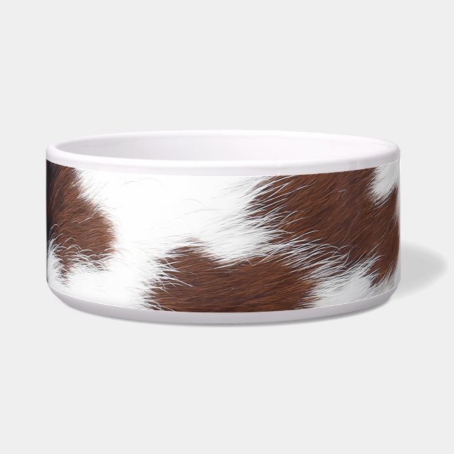 Western Brown Cowhide Large Pet Bowl (Right)