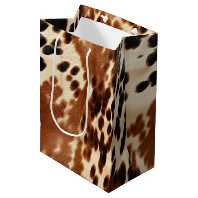 Western Brown Cowhide Medium Gift Bag (Front Angled)