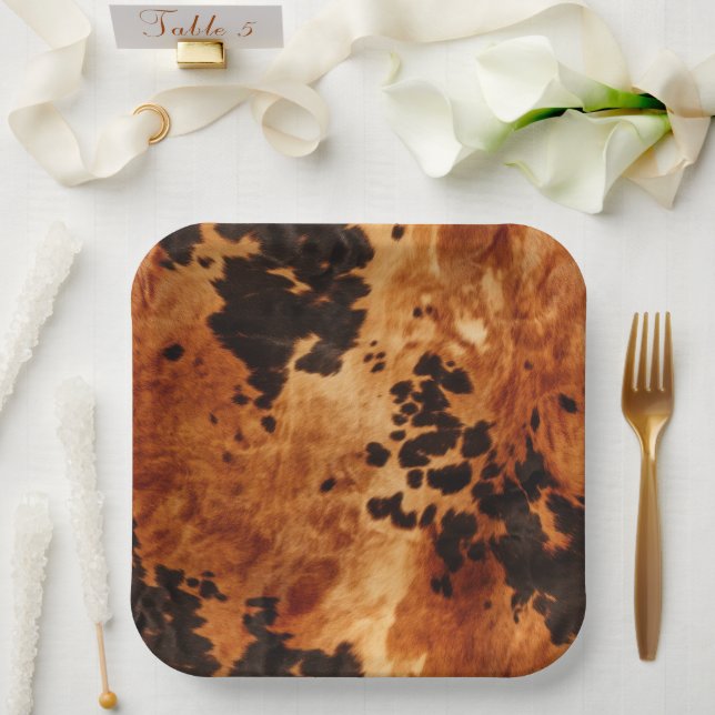 Western Brown Cowhide  Paper Plate (Wedding)