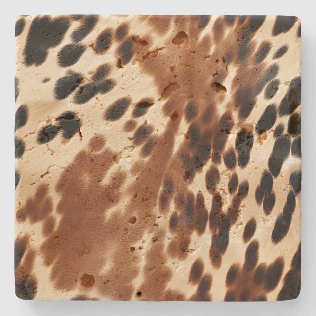 Western Brown Cowhide Stone Coaster (Front)