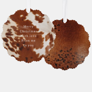 Western Brown Cowhide Tree Decoration Card